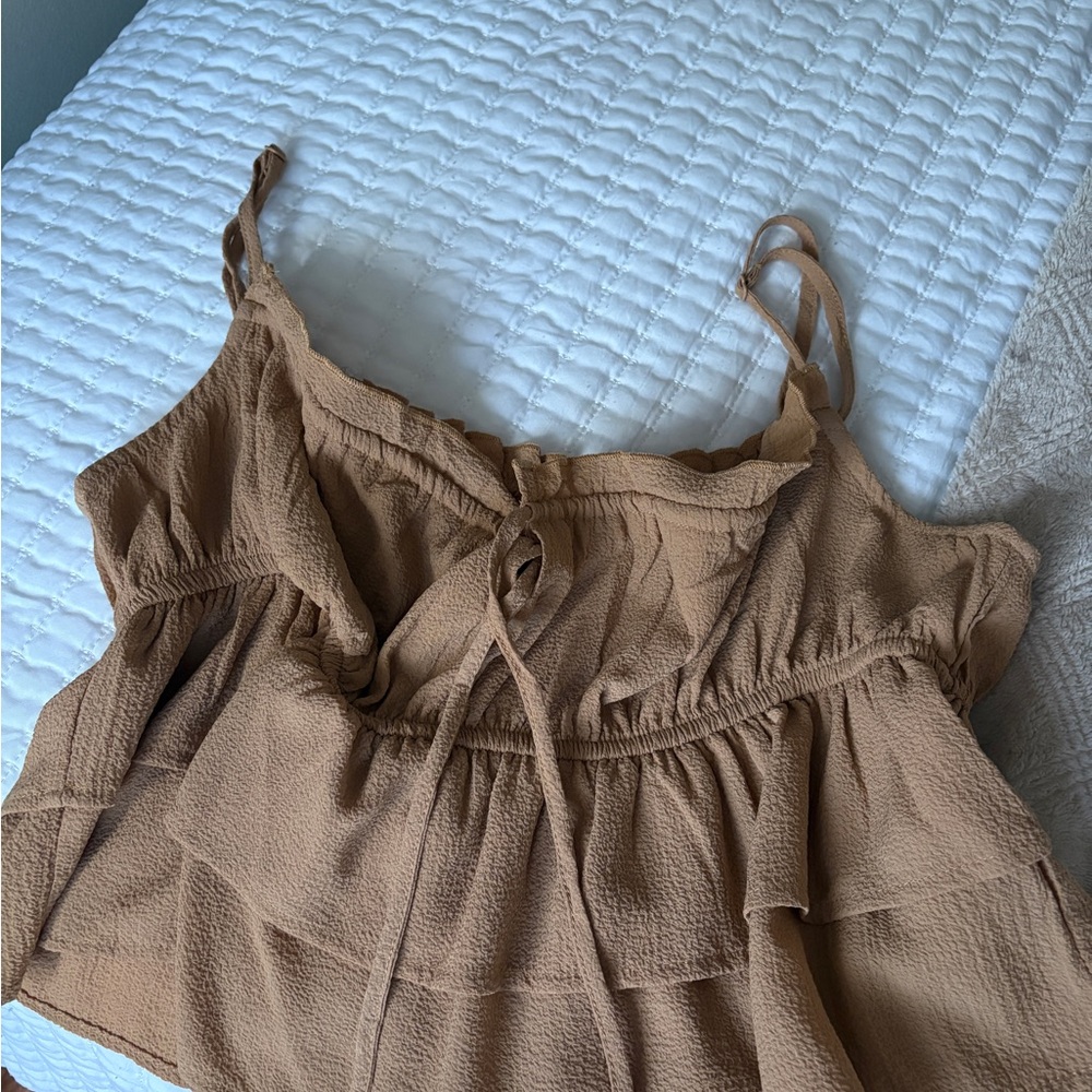 Wild Fable Tan Tie Front Tiered Camisole